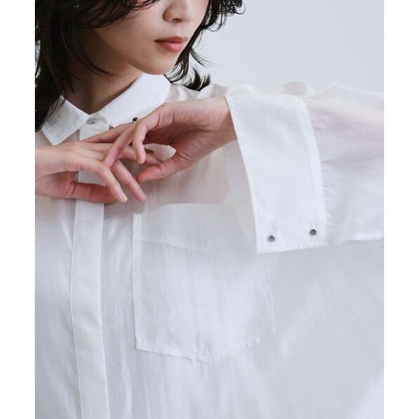 GALLEST / ギャレスト 【再入荷】シアーローンステンカラーシャツ/シアーシャツ/シアートップ...