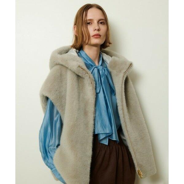 allureville / アルアバイル フェイクミンクファーフーディーブルゾン