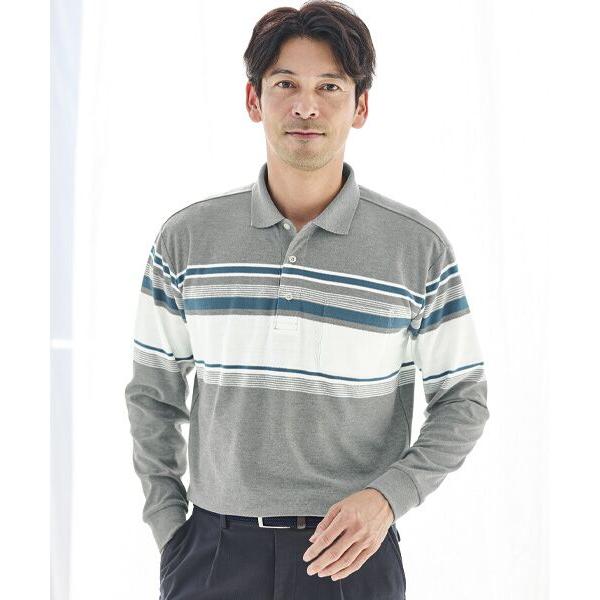TAKASHIMAYA Style Plus / タカシマヤ スタイル・プリュ ボーダー長袖ポロシャ...
