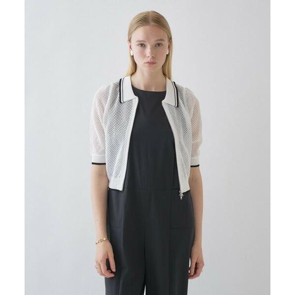 cloenc / クロエンス 【手洗い可】ポロカラーメッシュカーディガン