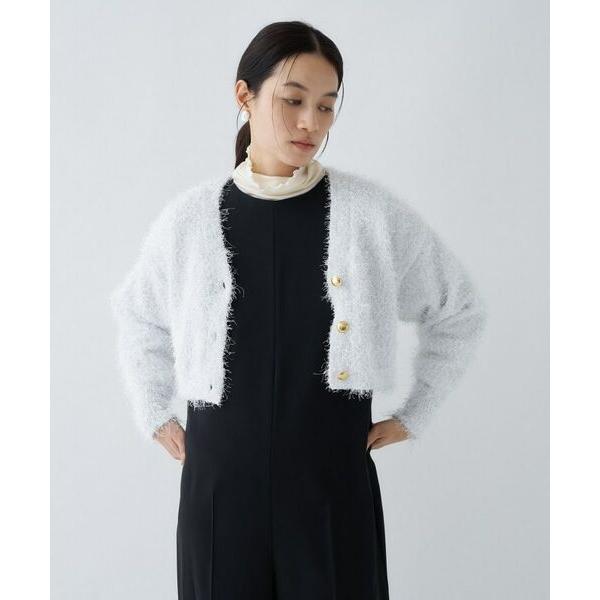 cloenc / クロエンス 【手洗い可】ラメフェザ―ヤーンショートカーディガン