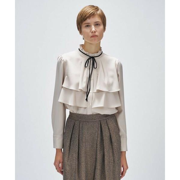 cloenc / クロエンス 【手洗い可】ベロアリボンフリルブラウス