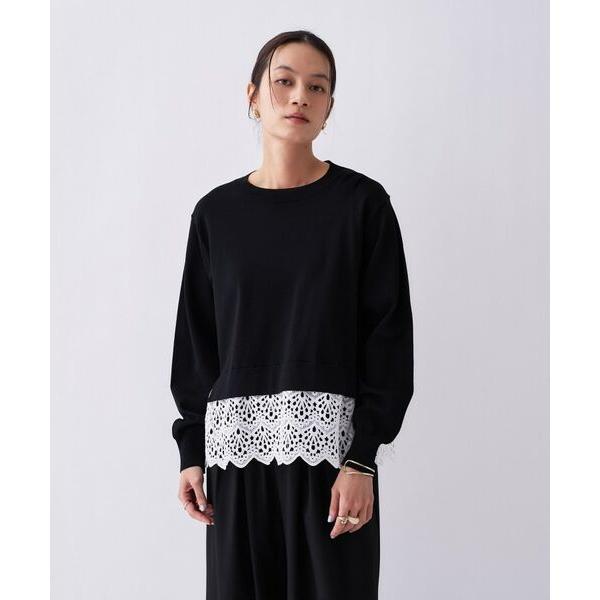 cloenc / クロエンス 【手洗い可】レースドッキングニットプルオーバー