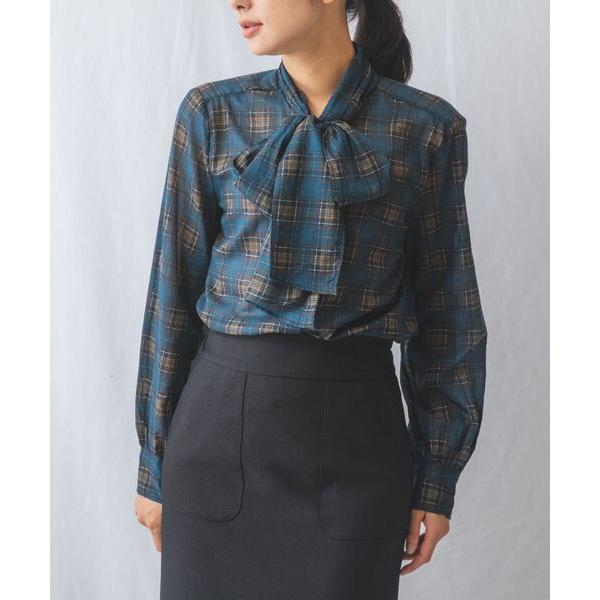 NARACAMICIE / ナラカミーチェ チェック柄コットンシフォンボウタイブラウス