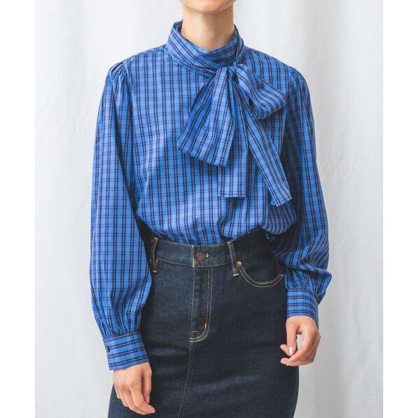 NARACAMICIE / ナラカミーチェ ストレッチチェックボウタイ付きブラウス