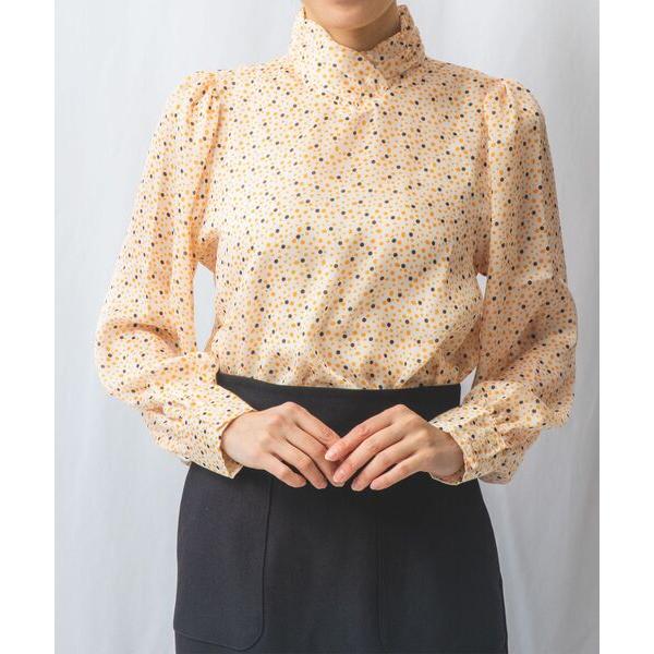 NARACAMICIE / ナラカミーチェ ドットプリントアシメスタンドカラーブラウス