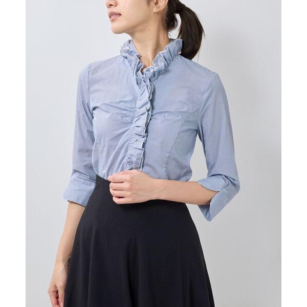 NARACAMICIE / ナラカミーチェ 【NARACAMICIE】コットンプリントフリル衿シャツ