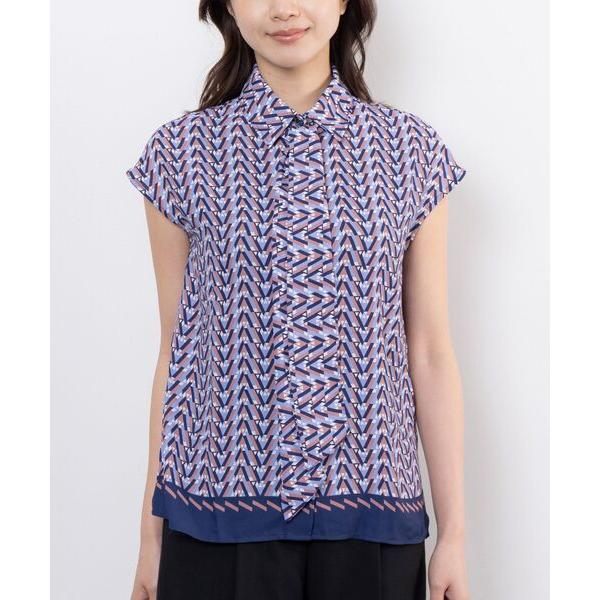 NARACAMICIE / ナラカミーチェ パネル幾何柄ボウタイ付きブラウス