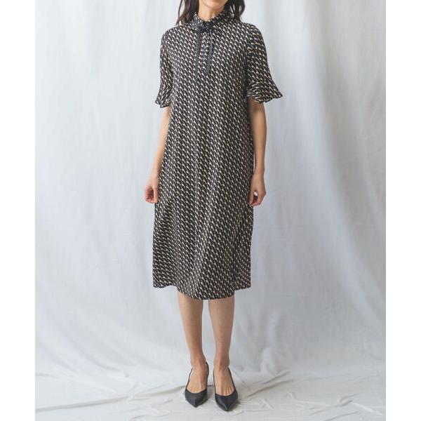 NARACAMICIE / ナラカミーチェ 【NARACAMICIE】幾何柄衿リボンワンピース