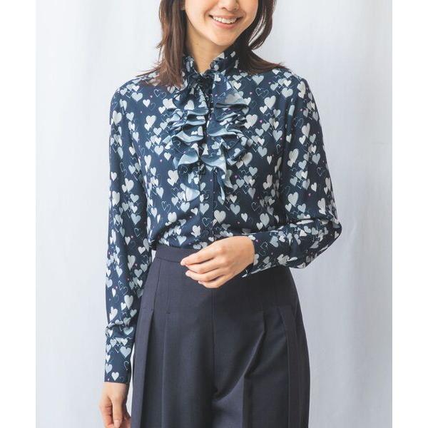 NARACAMICIE / ナラカミーチェ 【NARACAMICIE】ハート柄長袖フリルブラウス