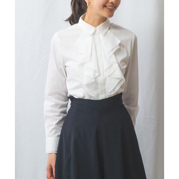 NARACAMICIE / ナラカミーチェ 【NARACAMICIE】衿フリルブロード長袖シャツ