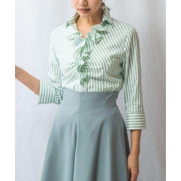 NARACAMICIE / ナラカミーチェ 【NARACAMICIE】ストレッチストライプフリル七分...