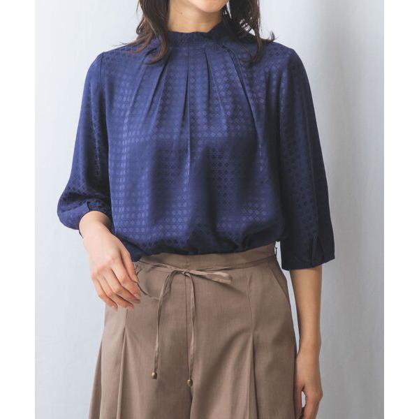 NARACAMICIE / ナラカミーチェ 【NARACAMICIE】織り柄サテンタック衿半袖プルオ...