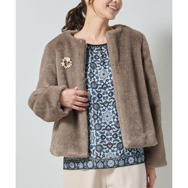 NARACAMICIE / ナラカミーチェ 【NARACAMICIE】ブローチ付きエコファージャケッ...