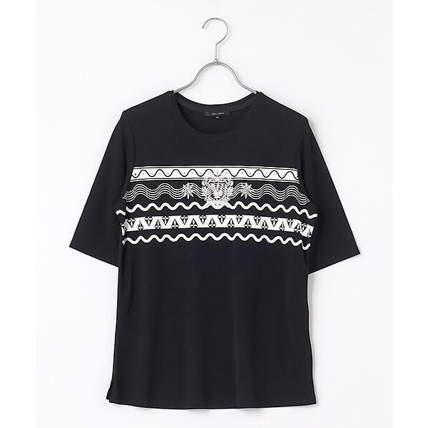 VALENZA / バレンザ ボーダープリント　5分袖　カットソー