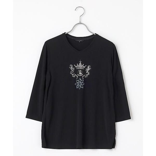 VALENZA / バレンザ 【7分袖】フロントクラウンモチーフ　Vネックカットソー