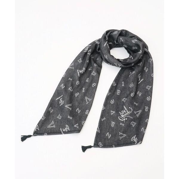 VALENZA / バレンザ タッセル付 ロゴプリントストール