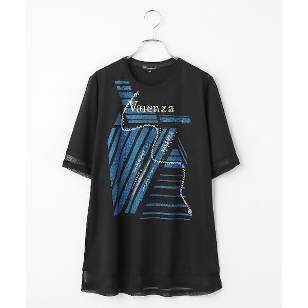 VALENZA / バレンザ 7分袖　チュール切り替えカットソー