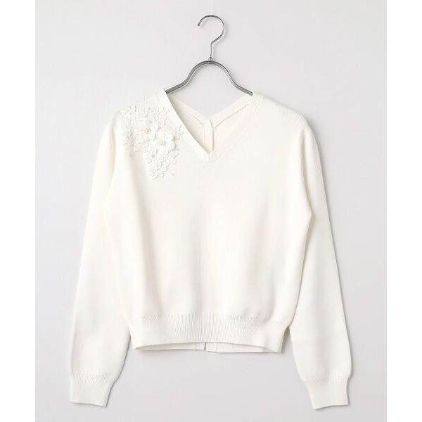 Dear Princess / ディア プリンセス フラワーモチーフ付Vネックニット
