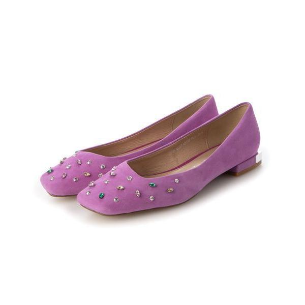 MODE ET JACOMO / モードエジャコモ ラインストーンスクエアトゥパンプス