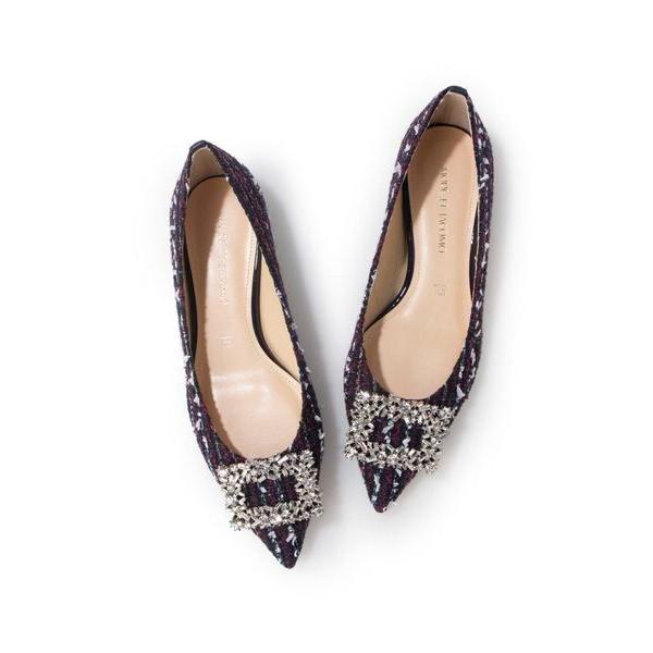 MODE ET JACOMO / モードエジャコモ ポインテッドビジューフラットパンプス