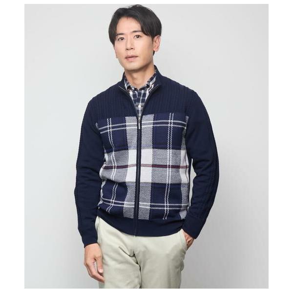 NEWYORKER / ニューヨーカー ニューヨーカータータン ケーブル柄スタンドフルジップ カーデ...