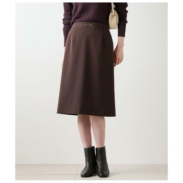 NEWYORKER / ニューヨーカー ギャバライクポリエステル ビット付きAラインスカート