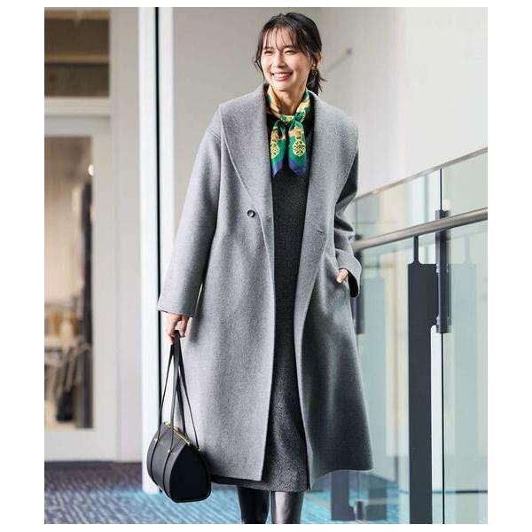 NEWYORKER / ニューヨーカー ウールナイロンリバー ショールカラーロングコート