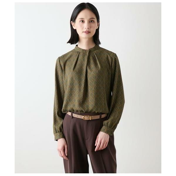 NEWYORKER / ニューヨーカー ビットプリント スタンドカラーブラウス