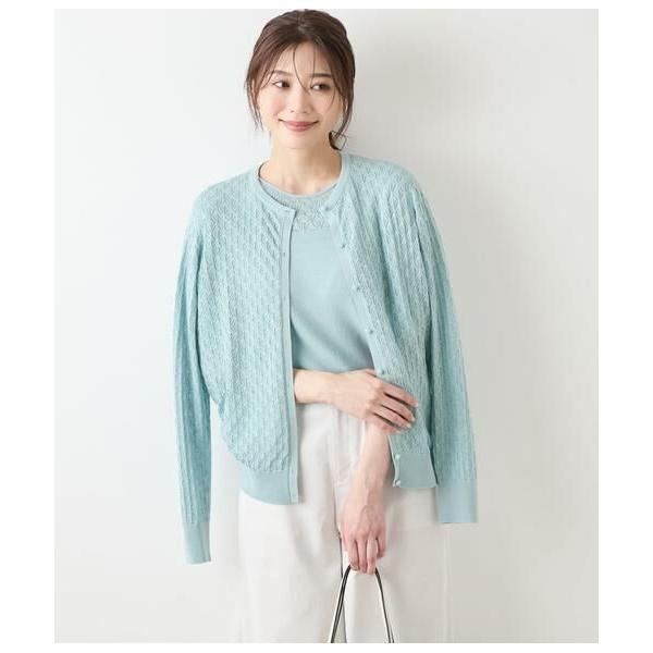 NEWYORKER / ニューヨーカー TCホールガーメント(R)  透かし柄カーディガン