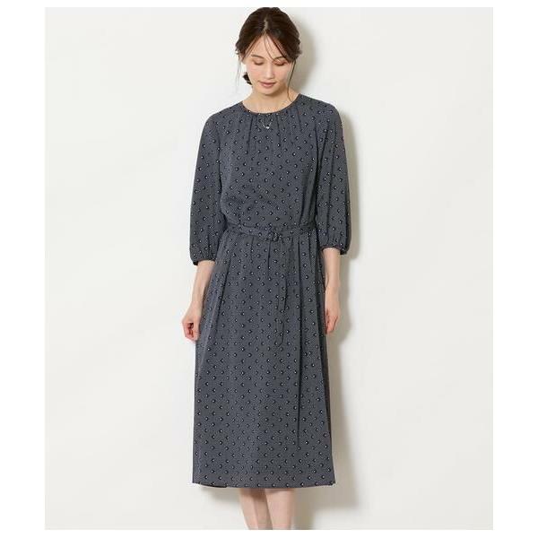 NEWYORKER / ニューヨーカー ダイヤドットプリント ベルト付きギャザーワンピース