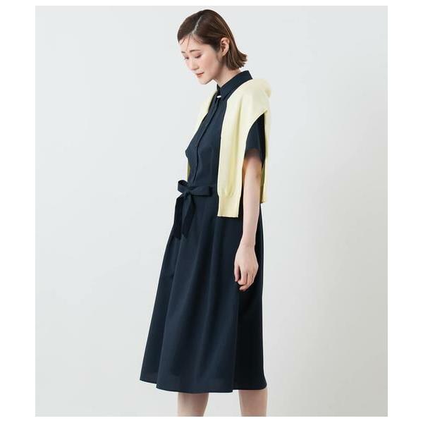 NEWYORKER / ニューヨーカー 半袖シャツワンピース レディース リネンライク ペチコート付...