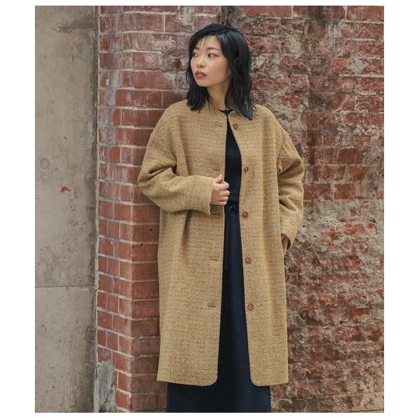 SIPULI / シプリ Mixcolor Tweed スタンドカラーロングコート