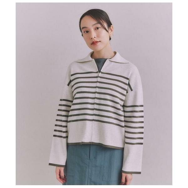 SIPULI / シプリ BLENDED COTTON 襟付きボーダーカーディガン