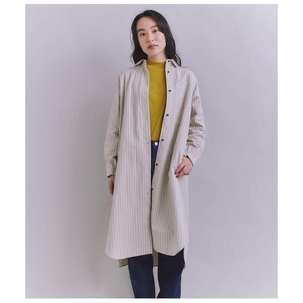 SIPULI / シプリ Cotton Linen Double Stripe ポケットロングシャツ...