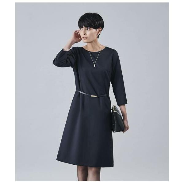 Atraer / アトラエル ウールギャバ 7分袖Aラインワンピース