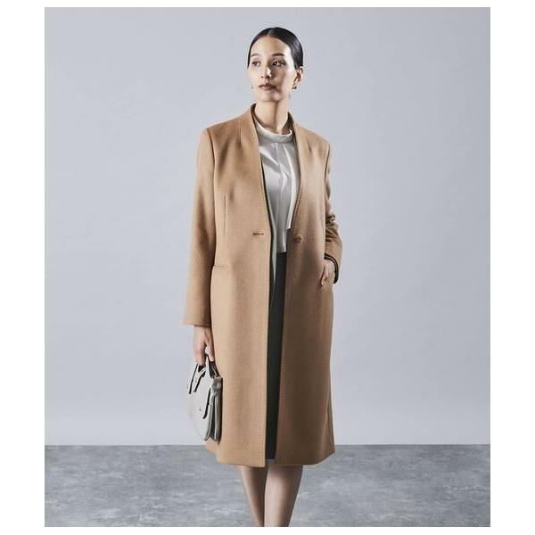 Atraer / アトラエル カシミヤ混ビーバー ノーカラーＶネックコート