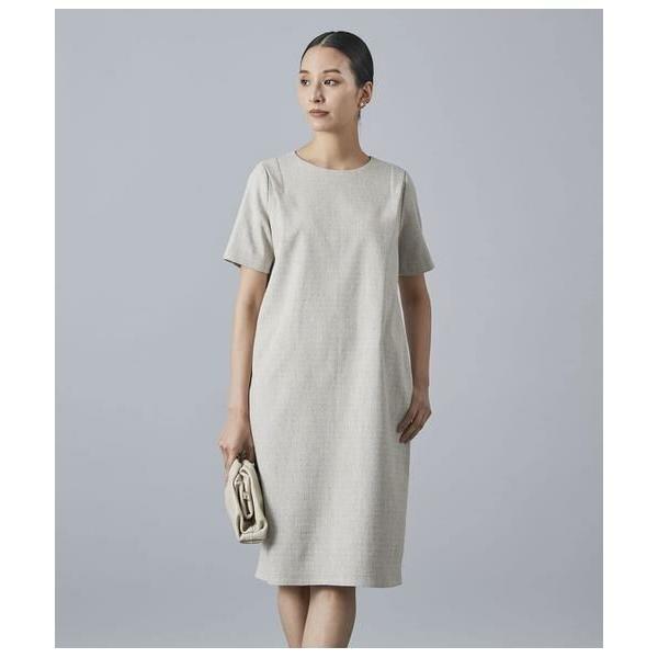 Atraer / アトラエル カラーネップドビーツィード 半袖サックドレス