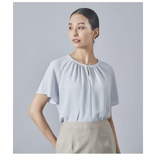 Atraer / アトラエル ストレッチジョーゼット スラッシュ開き半袖ブラウス