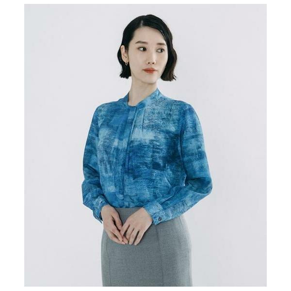 Atraer / アトラエル オーシャンベールプリント スカーフ風長袖ブラウス