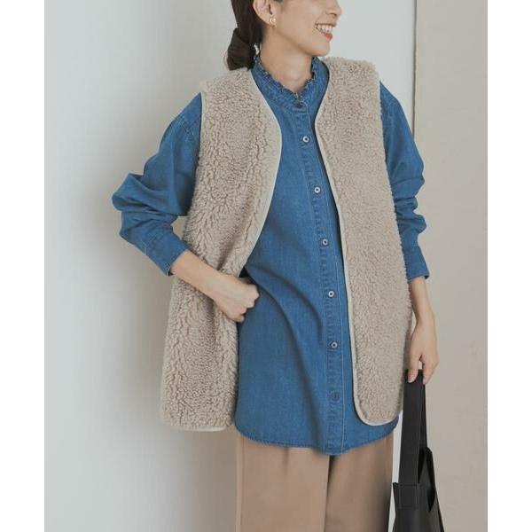 URBAN RESEARCH DOORS / アーバンリサーチ ドアーズ デニムフリルスタンドシャツ