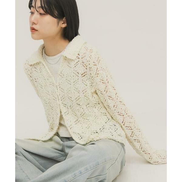 KBF / ケービーエフ クロシェレースニットシャツ