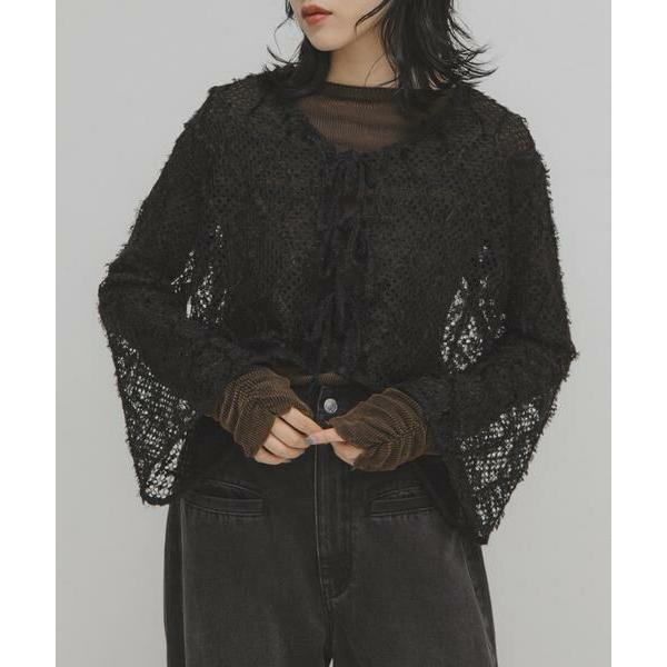 KBF / ケービーエフ フェザーメッシュカーディガン