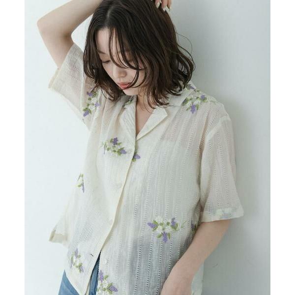 Sonny Label / サニーレーベル フラワー刺繍ジャガードシャツ