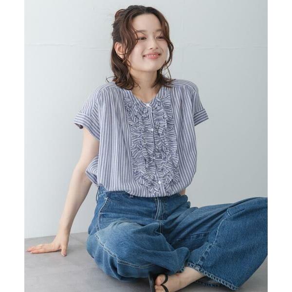 Sonny Label / サニーレーベル ドビーストライプフリルフレンチシャツ