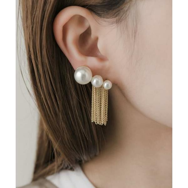 SMELLY / スメリー グラデーションパールチェーンイヤリング