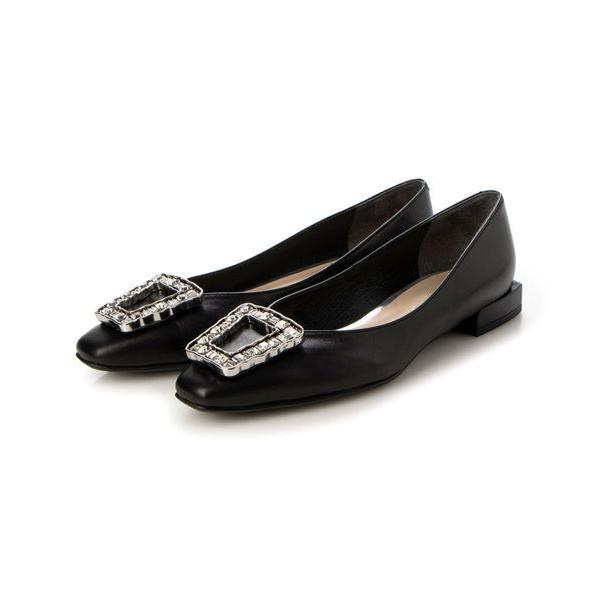 carino / カリーノ スクエアビジューフラットパンプス