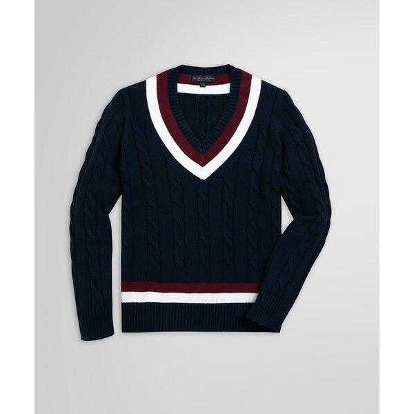 Brooks Brothers / ブルックス ブラザーズ スーピマコットン ケーブル Vネックテニ...