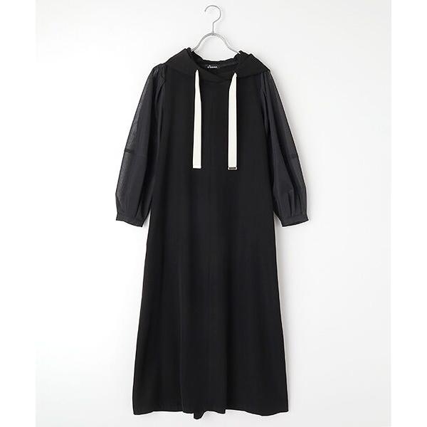 B DONNA / ビドンナ 【日本製】ポンドラメ裏毛　袖切り替えワンピース