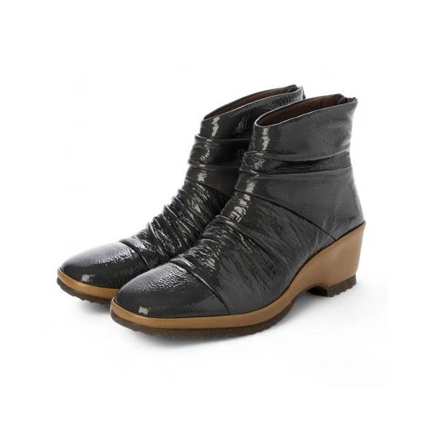 D'ICI / ディッシィ ドレープデザインウェッジソールショートブーツ